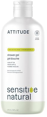 ATTITUDE Body Wash for Sensitive Skin, EWG Verified Shower Gel, Soothing Oat, Dermatologically Tested, Plant and Mineral-Based, Vegan Personal Care, Avocado Oil, 473 mL