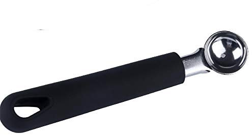 Vetrineinrete® Scavino per Frutta Melone Cucchiaio per Decorare e Scavare a Palline Frutta Utensili Cucina 1 Count Nero Acciaio 16,5 cm
