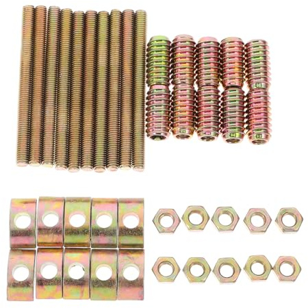 TEHAUX Half Crescent Connectors 10 Sets M8 Furniture Assembly Hardware Kit Four-in-One Half Moon Bolts Nuts and Spacers for Table and Bed Frame Fastening 3.74X1.18X0.59 Inches