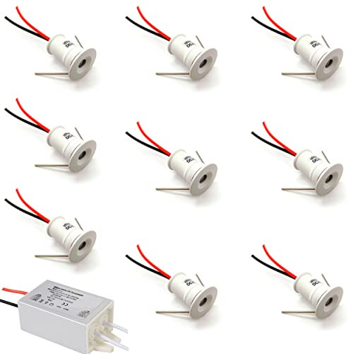 Faretto LED piccolo 9PCS 12V 1W da incasso luce cella per cucina, scale, armadio, corridoio, illuminazione fai da te Vetrina luce da incasso IP65 CE ROHS (Bianco Bianco caldo, 30°)