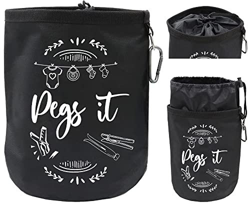 pegs it Large Peg Bag with 36 Pcs Plastic Clothes Pegs for Washing Line | Hanging Clothesline Peg Bags with Pegs
