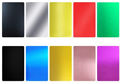FONLAND 100 Stücke Metall Visitenkarten Blank Laser Gravierte Aluminiumlegierung Dicke Für House Office DIY Geschenkkarten, 10 Farben (10 Farben)