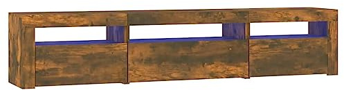 vidaXL Mobile Porta TV con Luci LED Rovere Fumo 195x35x40 cm