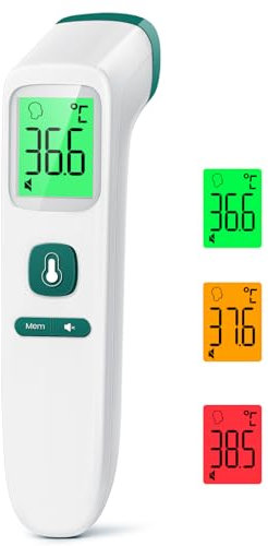 Thermomètre de fièvre sans contact, thermomètre frontal pour bébés et adultes, thermomètre infrarouge numérique avec précision de mesure instantanée, alarme de fièvre, écran LCD et fonction mémoire 35