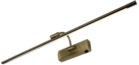 Aplique LED de pared para iluminar cuadros, espejos, murales, 16W estilo tradicional y elegante, tono de luz cálida 3000K, acabado bronce antiguo, articulado. 72cm, con interruptor