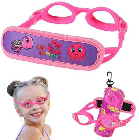 RUIGAO Kids Swim Goggles Age 2-6, Toddler Goggles No Hair Pull,UV Protection/Anti Fog/Padded HeadBand