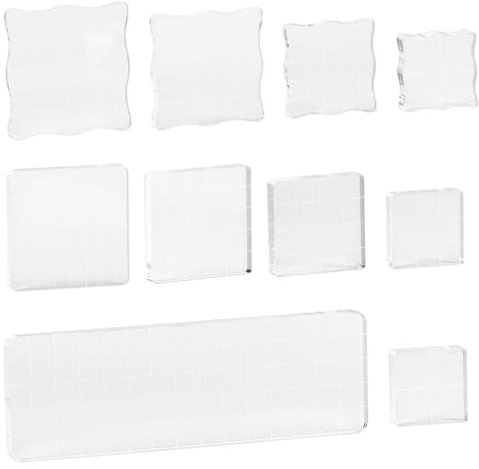 10teiliger Acryl-Stempelblock, transparente Silikonstempel, klares Acryl-Stempelblock-Werkzeugset, Acryl-Stempel-Stempelblöcke für Kartenherstellung, Dekoration, Kunsthandwerk