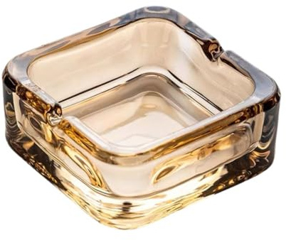 Mairuker Cenicero de cristal, cenicero cuadrado de cristal, cenicero de diseño clásico para ceniceros del hogar, cigarrillos al aire libre (ámbar)