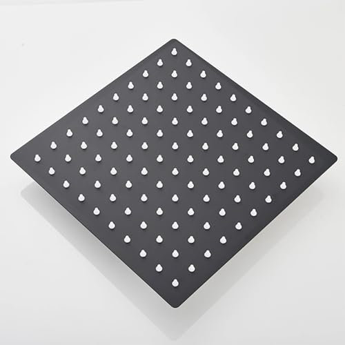Voltix Soffione Doccia Quadrato 20 X 20cm Soffione Doccia a Pioggia in Acciaio Inox 304 Nero - Alta Pressione, Docce Fisse, Effetto Pioggia, Facile da Pulire e Installare (20CM)
