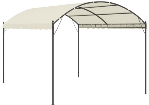 TJROO Tonnelle de jardin en tissu, 4 x 3 x 2,6 m, crème, tonnelle d'extérieur, protection solaire, tente de jardin, tonnelles pour cour, réunions familiales, barbecues, pique-niques, après-midi