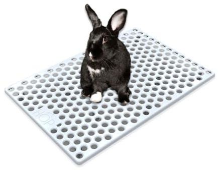 HOP Rabbit Litter Box, Less Mess with Built-in Hay Feeder Designed for Rabbits/Bunnies. Includes Removable Cover and Pan. BPA-Free and Dishwasher Safe. (Grid ONLY)