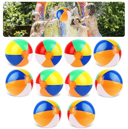 LWMTT 10 Pezzi Palloni da Spiaggia Gonfiabili, Palline per Piscina Bambini, Palla Gonfiabile Bambini Pallone Gonfiabile ad Acqua perFesta in Spiaggia Festa in Piscina Attività Estive All'aperto