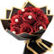 LARDUX 12 bouquet di rose rosse glitterate, bouquet di fiori finti fai da te con bouquet glitterato, fiori artificiali brillanti per San Valentino, anniversario, laurea, compleanno, con perle.