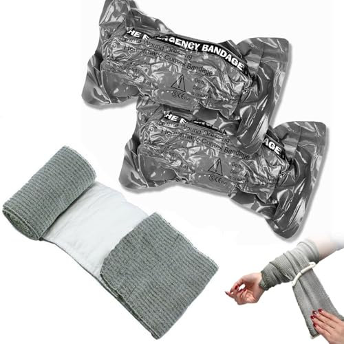 Lot de 2 bandages israéliens de compression de 15,2 cm, garrot tactique, pansement stérile sous vide pour traumatisme d'urgence, auto-sauvetage, premiers secours, combat et soins des plaies