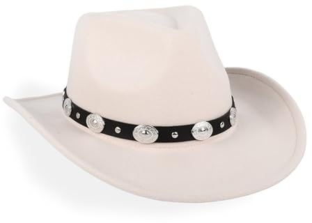 MYKAGS Cowboy Hat for Women and Men, Malleable Wide Brim-Felt Cowboy Hats, Wide Brim Chinlon Western Felt Outdoor Hats, Classic Roll Up Fedora Hats, Suitable for Both Men and Women (Beige)