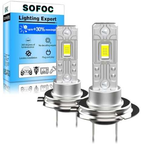 SOFOC H7 Lampadina LED Fari Fendinebbia PX26D 12V 24V 12-24V DC Compatibled 4000LM 300% Più Luminoso Bianco Freddo 6000K Anabbaglianti/Abbaglianti Ricambio 2Pcs