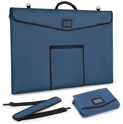 Zweifach wasserdichte Künstler-Portfolio-Tasche (64x95 cm) - Mit wasserdichtem Reißverschluss, PVC-Schaumstoff & Klappdeckel - Zeichenmappe für Kunstwerke, Poster & Portfolios inkl. Schultergurt