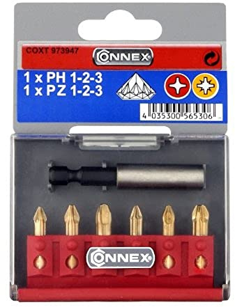 Connex Bit-Satz PH/PZ Diamantbestückt, mit Magnetbithalter, 7-teilig COXT973947