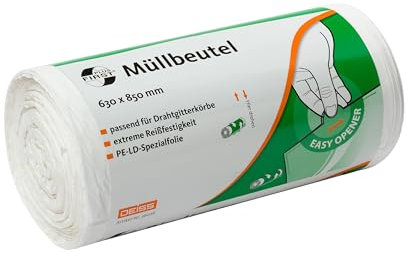 Müllbeutel DEISS FIRST PLUS weiß 85 L, 50 Stück