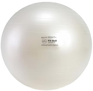 GYMNIC Fit-Ball 55 BRQ palla fitness Ø 55 cm bianco perla originale palla per allenamento ginnastica e riabilitazione Burst Resistant Quality 120 kg