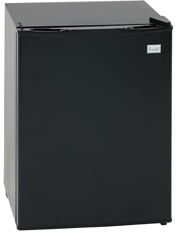 Avanti Mini Fridge Compact Refrigerator for Home Office or Dorm, Features Single Reversible Door Removable Shelves Automatic Defrost and Adjustable Temperature Control, 2.4-Cu.Ft, Black