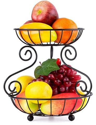 ZJYWMM Decorative Frying Stand 2 Animal Fruit Basket Made of Metal, Vintage Style Kitchen Living Room Storage Basket Creative Iron Fruit Bowl Fruit Etagere for Bread, Vegetables, Snacks