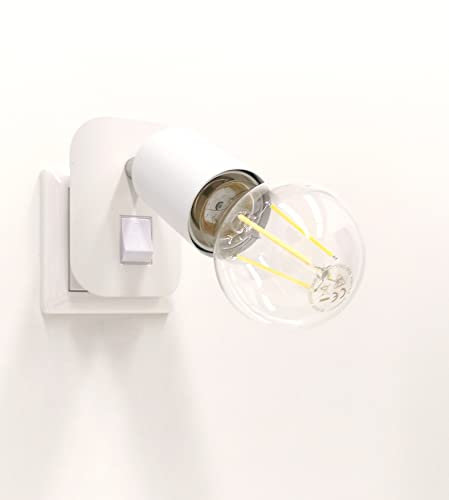 Trango 11-061 LED Steckerleuchte inkl. 1x 8 Watt 3000K warmweiß E27 LED Leuchtmittel in Weiß matt *ANNA* Wandleuchte, Leselampe, Küchenlampe, Nachtlicht, Wandlampe, Küchenlampe, Steckerlampe