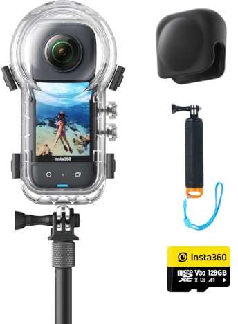 Insta360 X3 Kit de plongée Invisible - Caméra d'action 360 Degrés Étanche avec Capteur 1/2, Photos 360 5,7K 72MP, Stabilisation, Écran Tactile 2,29, Vibrations, Montages IA