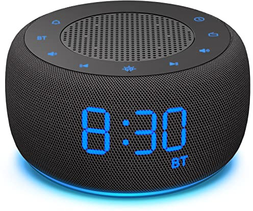 BUFFBEE Alarm Clock with Bluetooth Speaker & FM Radio for Bedside – Gradual Wake-Up Sounds, Fully Dimmable Display & Ambient Night Light, Plug-in Digital Clock for Bedroom