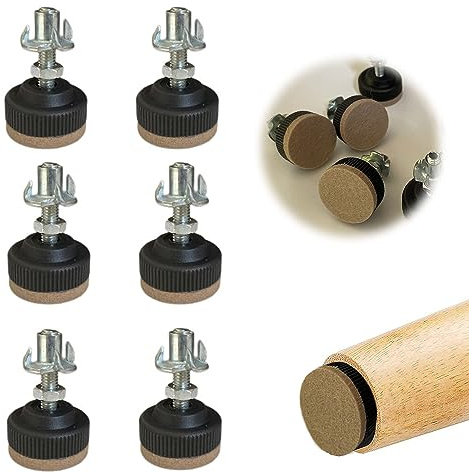 Ltsbaed Adjustable Feet M6 x 30 mm Pack of 6 Felt Gliders Furniture Feet Adjustable Feet Buffer Levelling Foot Adjustable Furniture Feet Cabinet Feet Furniture Gliders for Cabinet Chair Coffee Table