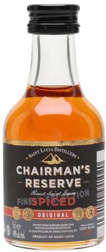 Chairman's Reserve Spiced Rum Miniature | Rum with natural flavours Distilled, blended and bottled in Saint Lucia 40% ABV, 5cl, Perfect for neat tasting and easy to make cocktails