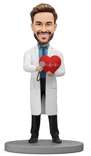 MYBOBBLE Custom Bobblehead,Personalized Custom Doctor Bobbleheads - Cardiologist Holding Red Heart,Custom Personalized Unique Handmade Bobbleheads Figurine,Best Gifts for Christmas,Father's Day