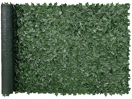 VEVOR Valla de Privacidad de Hiedra, Pantalla de Pared Verde Artificial, Valla de Hiedra Verde con Respaldo de Tela de Malla y Junta Reforzada, Setos Falsos Decoración de Hojas de Vid para Jardín