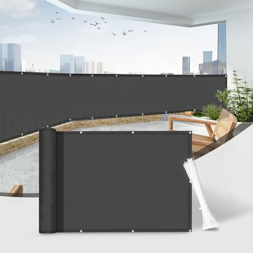 Sunnylaxx Pantalla privacidad Balcon 90x300cm,Ant-UV Resistente al Viento,Pantalla para Balcón Jardín Protección de Privacidad,con Ataduras de Cables,Dark Antracita