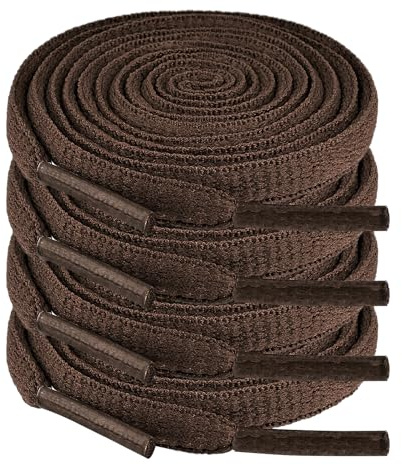 JETOP 2 Paia Lacci Scarpe Piatti Marroni, Lacci per Scarpe Adulti Marrone Stringhe per Scarpe 100 cm Lacci Delle Scarpe Larghi 6 mm Antistrappo Lacci Piatti Marrone Scuro per Sneakers