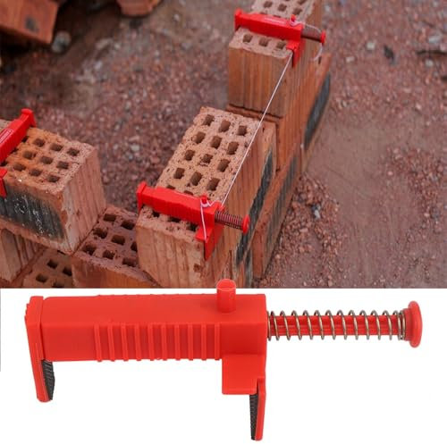 2Pcs Brick Liner, Bricklaying Tool Brick Line Clips For Building Construction Red Brick Clips For The Positioning Of Hydraulic Wallworkers (Red)