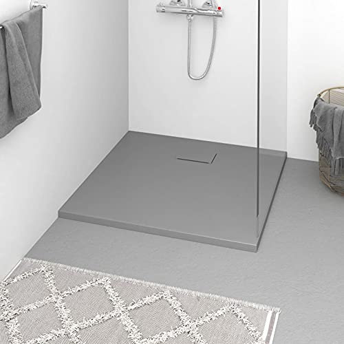 Sufrk Plato de Ducha SMC Gris 90x80 cm Plato Ducha Resina Muebles BañO Plato Duchas