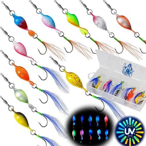 Njord Kalastus Messeneuheit 2024 Spoons Forelle Mega Twist 10 Stück 3g in Spoonbox | Forellen Angeln Spoon Set Forellenköder | Forellen Blinker Angeln Forelle | Forellen Spinner Set Trout Spoon