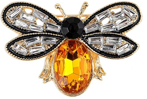 Bee Brooch Pin, Honey Bee Rhinestone Pins Vintage Crystal Insect Themed Lapel Pins Stylish Accessories for Women Men Party Dating Daily