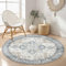 GENIMO Vintage Teppich Rund 120cm, Waschbare Teppiche, Boho Runder Teppiche, rutschfest Carpet, Bedruckter Teppich Schlafzimmer, Kinderzimmer