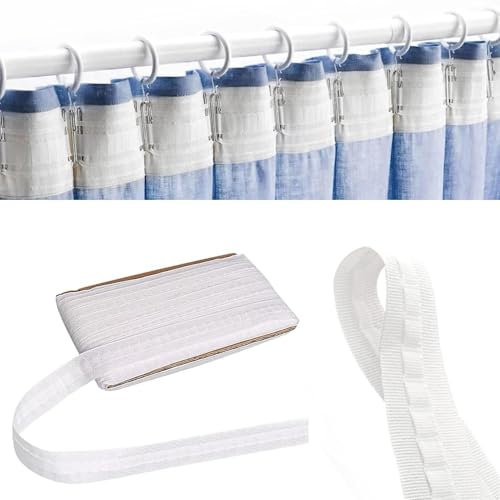 Parthan 2.5cm x 30m Gardinenband, Universalband für Vorhänge, geeignet für Kräuselbänder, robust und langlebig, einfach anzubringen und vielseitig verwendbar, Gardinenzubehör