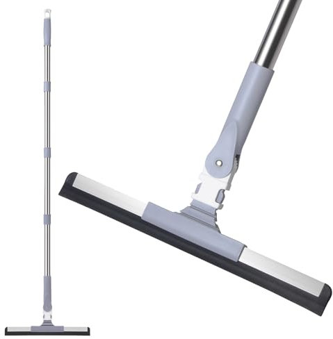 Mitclear Escobilla de Goma con Mango Largo(120cm), Rascador de Agua de Ducha, Escoba para Limpieza de Suelos Secos y Mojados, Polvo, Líquido, Pelos de Mascotas, Azulejos, Cocina, Cuarto Húmedo y Baño