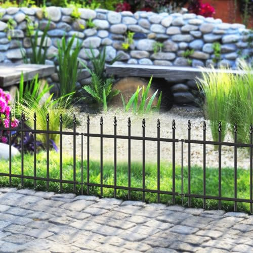 Decorative Metal Garden Fence 18 x 20', Small Fence Border with Stakes
