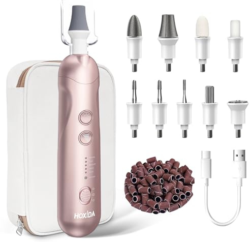 Manicure Pedicure Kit with Case, Professional Nail Grinder for Senior Thick Toenail, Cordless Electric Nail File, 5 Speeds Pedicure Tools for feet Callus Remover, Nail Drill for Women Hand Feet Care
