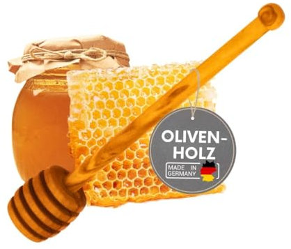 TOPANIBETER 999 - Cucchiaio per miele in legno di ulivo, 16 cm, sollevatore per miele in legno naturale, senza contagocce di miele, accessorio da cucina sostenibile, dipper miele rustico