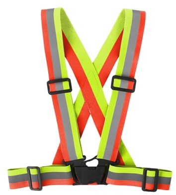FUGLUS 1 pièce Gilet de Sécurité,Gilet de Sécurité vélo, Gilet reflechissant Running,Gilet reflechissant,Harnais de Reflechissant Réglable Gilet Fluorescent Unisexe pour La Course, Le Vélo, La Moto