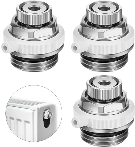 UQTUKO 3 pièces Purge de Radiateur, Vanne de radiateur à Purge Automatique 1/2 Purgeur de Radiateur Soupape d'Aération Radiateur de Ventilation vanne de chauffage