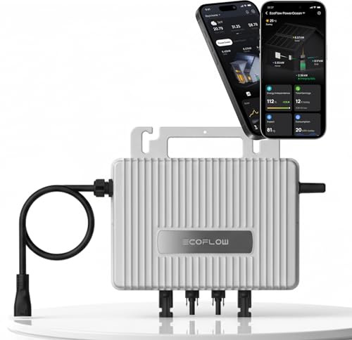 EcoFlow Mikro-Wechselrichter 800 W EFStreamMI800W für Balkonkraftwerk, IP67 wetterfest, Plug-&-Play Installation, 2 MPPT, Bluetooth & WiFi, Micro Inverter