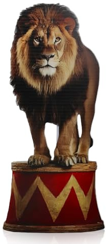 Roowest 5.3 Feet Circus Lion Stand up Cardboard Cutout Life Size Circus Carnival Theme Party Decoration Backdrop Photo Props Stand up Cardboard for VBS Carnival Clown Birthday Party Supply