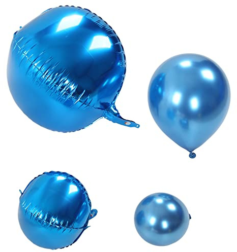 Changor Ballonggirland-sats Slitstark Naturlatex för Festdekorationer 60 blå Ballonger och 6 Folieballonger